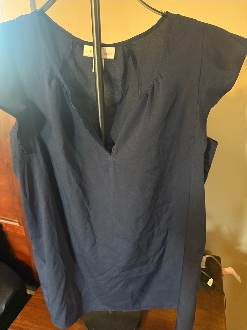 Motherhood Maternity Navy Cap-Sleeve V-Notch Tunic